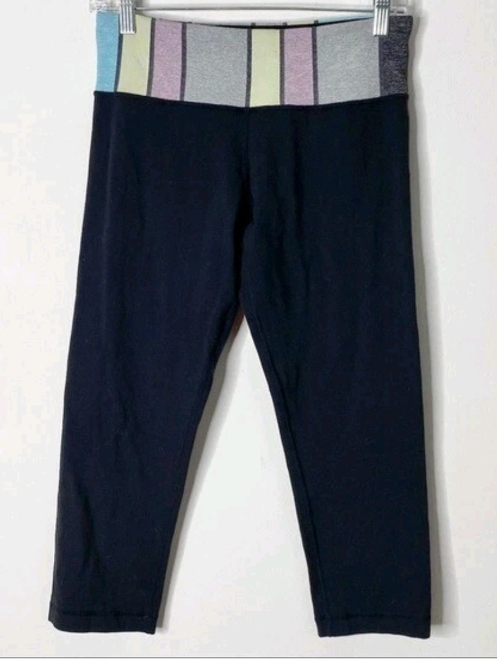 lululemon athletica Navy Capri Leggings with Pastel Stripe Waistband